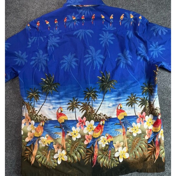 Pacific Legend Hawaiian Shirt Men’s 3XL Blue Parrot Palm Tree McCall Aloha XXXL - Picture 14 of 16